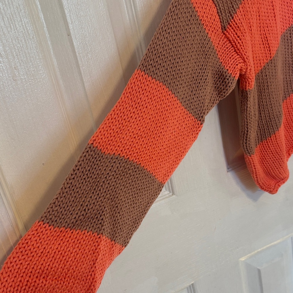 Aerie Orange and Brown Striped Sweater - Picture 4 of 4